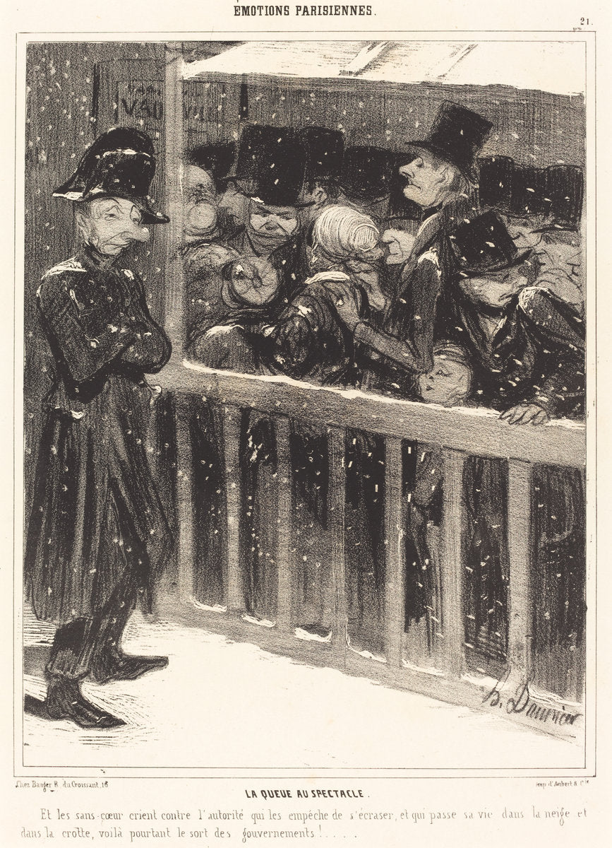 La Queue au Spectacle by Honoré Daumier (French, 1808 - 1879), 16X12"(A3)Poster Print
