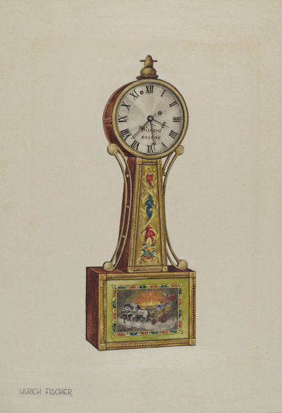 Banjo Clock by Ulrich Fischer (American, active c. 1935), 16X12"(A3)Poster Print