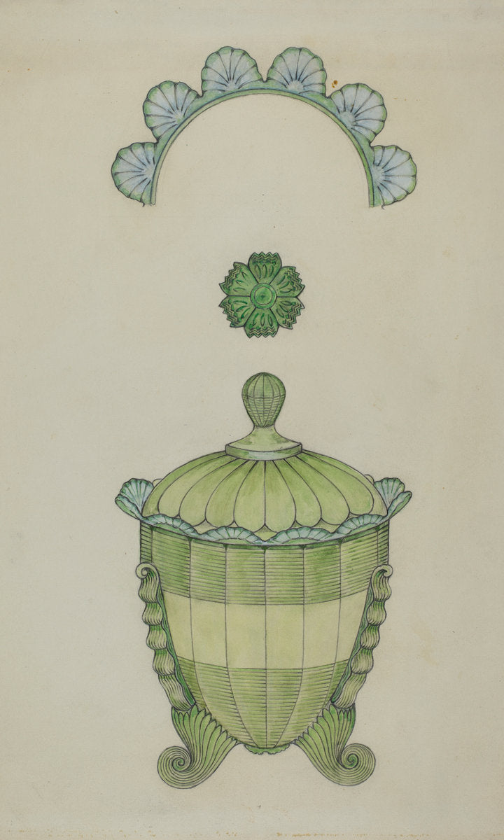 Covered Glass Sugar Bowl by William McAuley (American, active c. 1935), 16X12"(A3)Poster Print