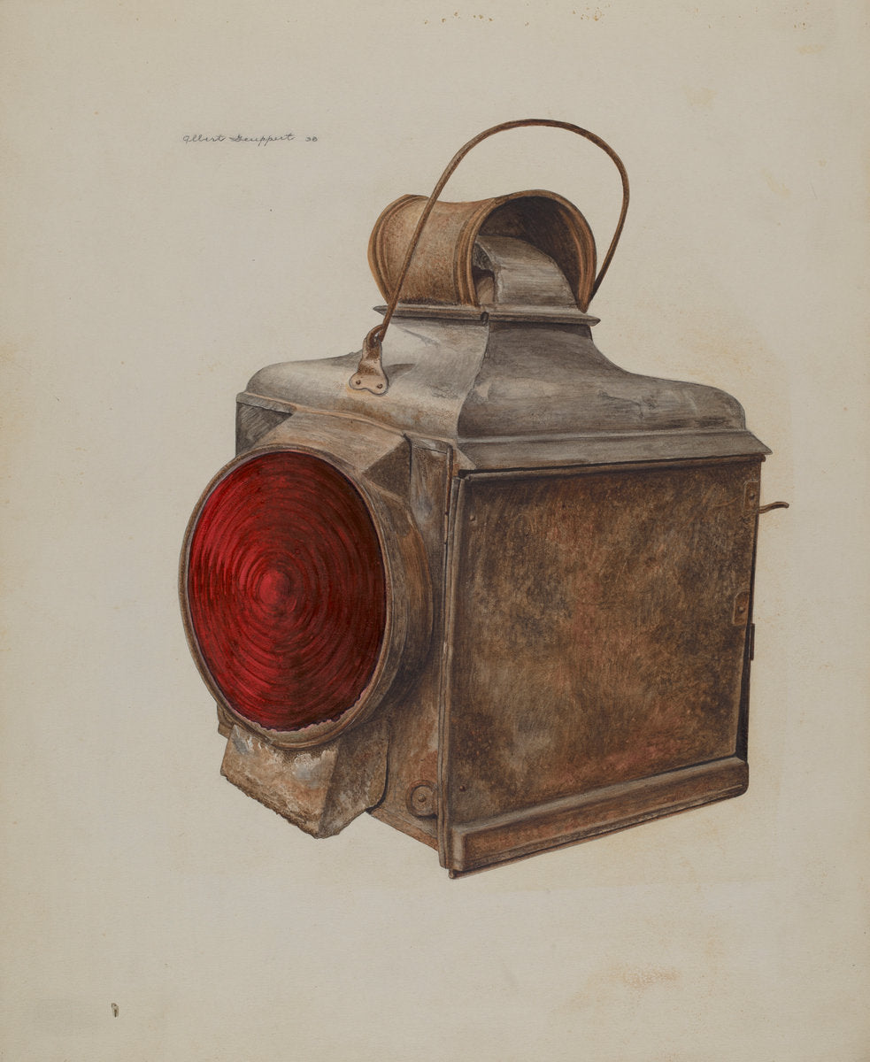 Railway Lantern by Albert Geuppert (American, active c. 1935), 16X12"(A3)Poster Print