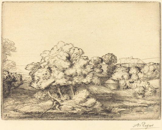 Hamlet near the Lake (Le hameau pres du lac) by Alphonse Legros (French, 1837 - 1911), 16X12"(A3)Poster Print