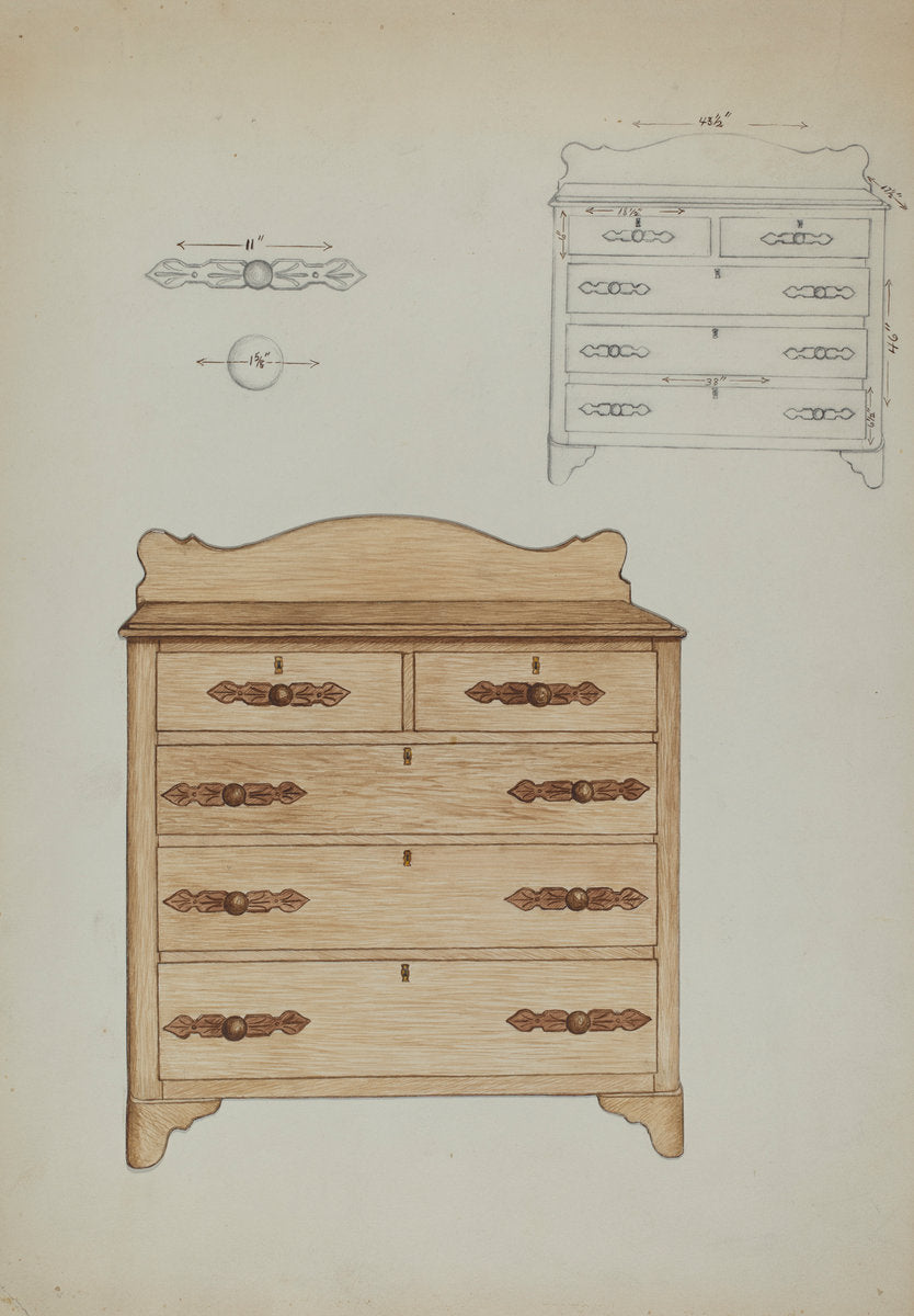 Dresser by Ethel Dougan (American, 1898 - 1976), 16X12"(A3)Poster Print