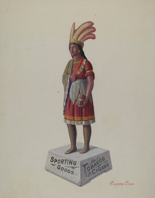 Cigar Store Indian by Eugene Croe (American, active c. 1935), 16X12"(A3)Poster Print