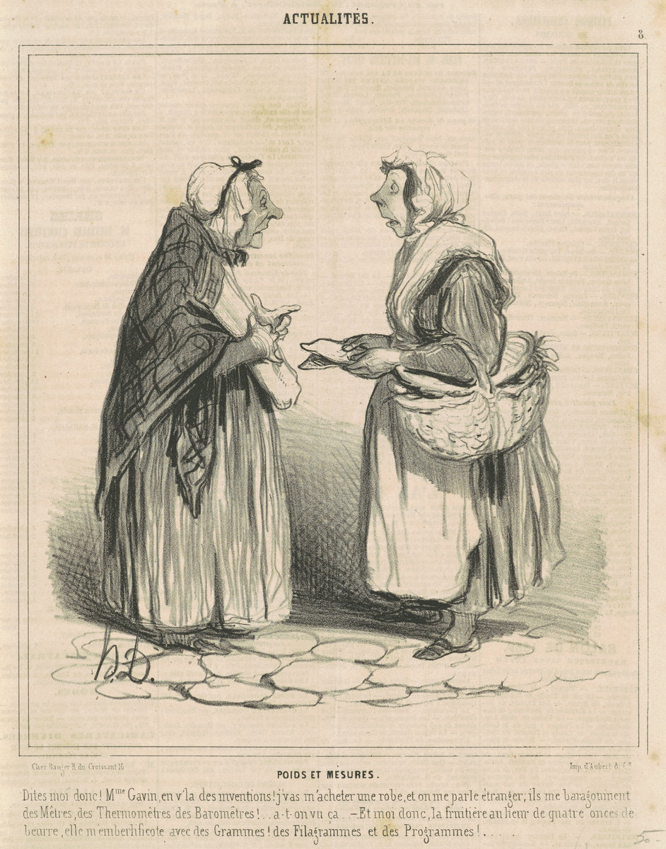 Poids et mesures by Honoré Daumier (French, 1808 - 1879), 16X12"(A3)Poster Print