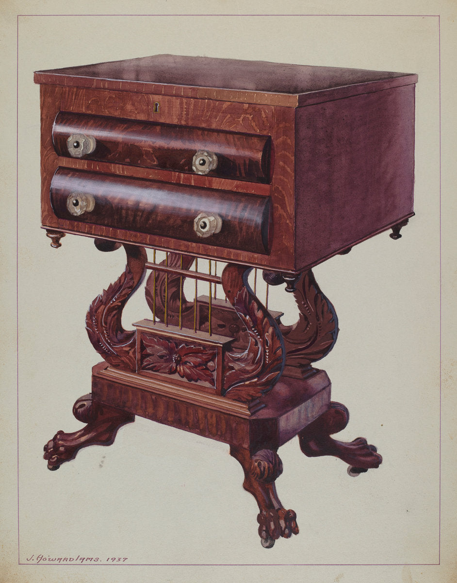 Table - Double Lyre Base by J. Howard Iams (American, active c. 1935), 16X12"(A3)Poster Print