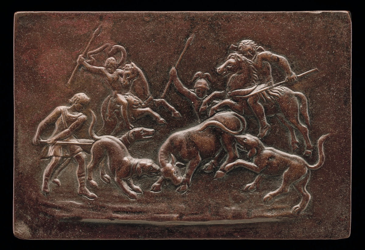 bronze//Red-brown patina by after Giovanni Bernardi (Bull-Baiting), 16X12"(A3)Poster Print