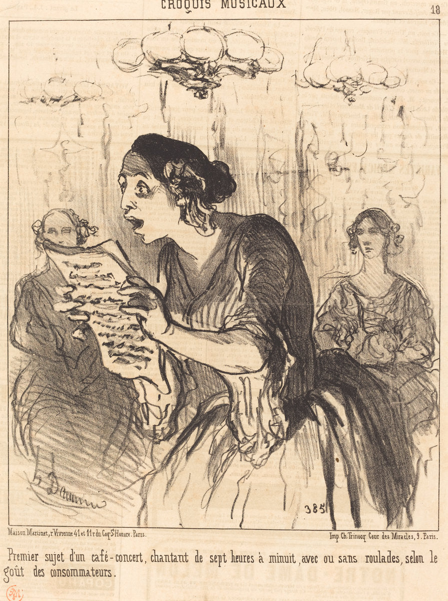 Premier sujet d'un café-concert chantant... by Honoré Daumier (French, 1808 - 1879), 16X12"(A3)Poster Print