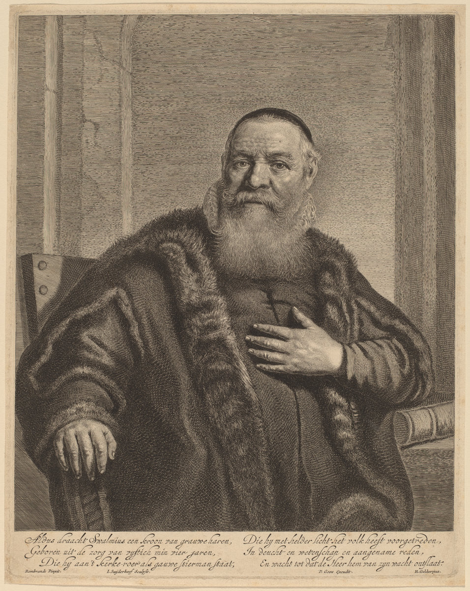 Eleazer Swalmius by Jonas Suyderhoff after Rembrandt van Rijn (Dutch, c. 1613 - 1686), 16X12"(A3)Poster Print