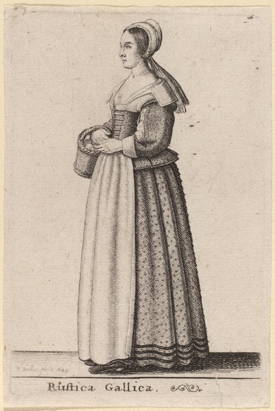 Rustica Gallica by Wenceslaus Hollar (Bohemian, 1607 - 1677), 16X12"(A3)Poster Print