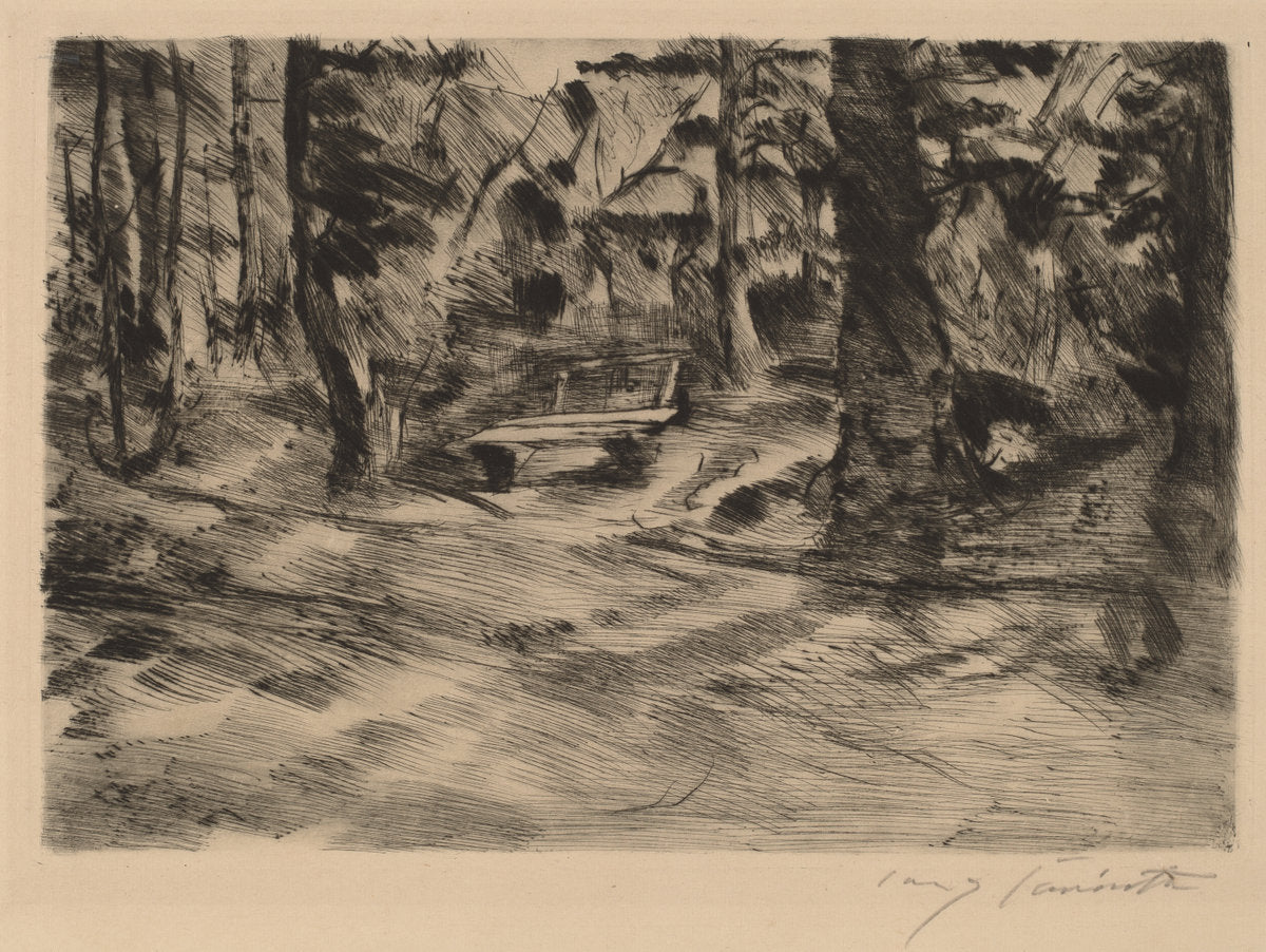 Bench in the Woods II (Bank im Walde II) by Lovis Corinth (German, 1858 - 1925), 16X12"(A3)Poster Print