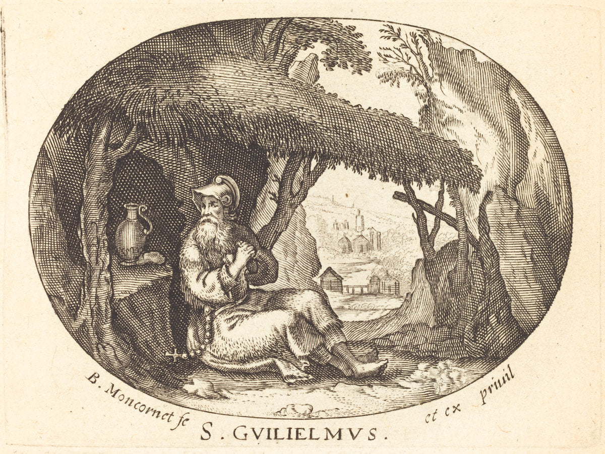Saint William the Hermit by Balthasar Moncornet (French, c. 1600 - 1668), 16X12"(A3)Poster Print