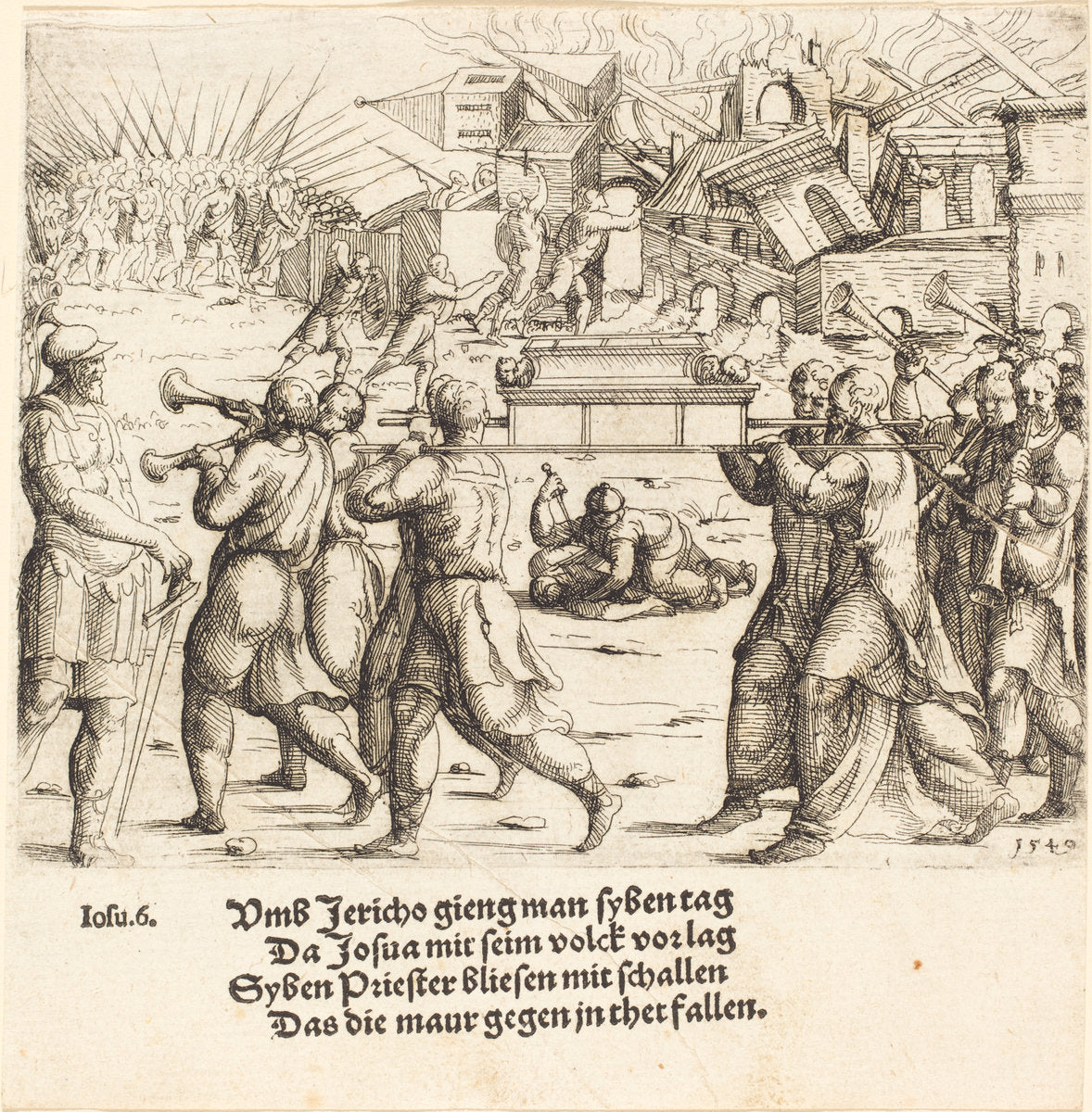 The Fall of Jericho by Augustin Hirschvogel (German, 1503 - 1553), 16X12"(A3)Poster Print