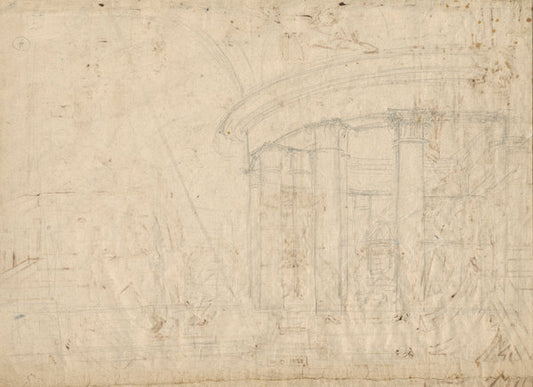 Architectural Fantasy on a Round Temple Enclosed with an Ambulatory (verso) by Pietro Gonzaga (Venetian, 1751 - 1831), 16X12"(A3)Poster Print