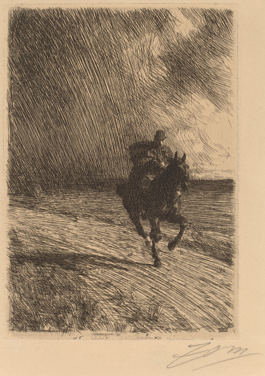 Storm by Anders Zorn (Swedish, 1860 - 1920), 16X12"(A3)Poster Print