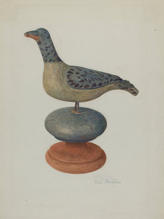 Pa. German Carved Bird by Carl Strehlau (American, active c. 1935), 16X12"(A3)Poster Print