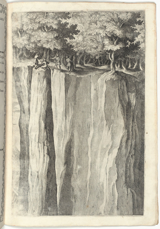 The Rock of Brother Wolf (Sasso di fra' Lupo) [plate V] by Jacopo Ligozzi (artist), Raffaello Schiaminossi (etcher), Lino Moroni (author) (Italian, 1547 - 1627), 16X12"(A3)Poster Print