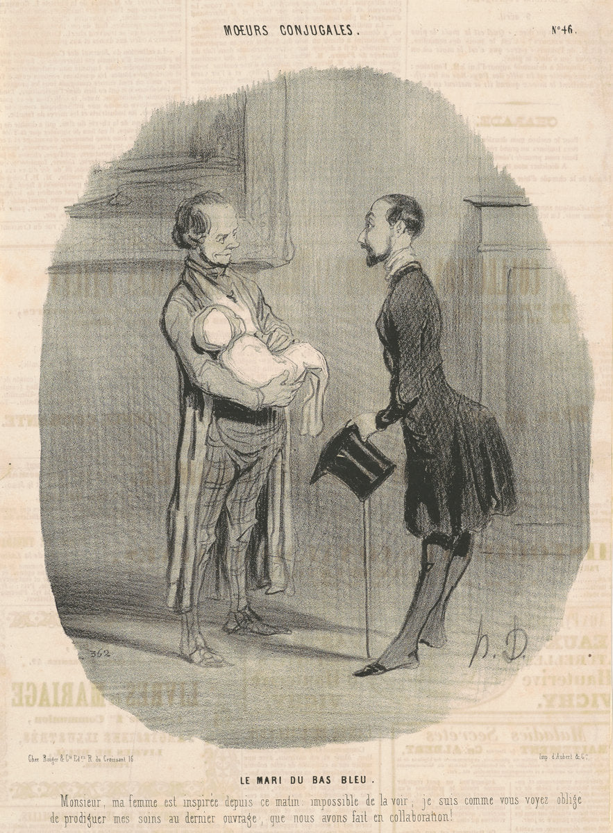 Le mari du bas-bleu... by Honoré Daumier (French, 1808 - 1879), 16X12"(A3)Poster Print