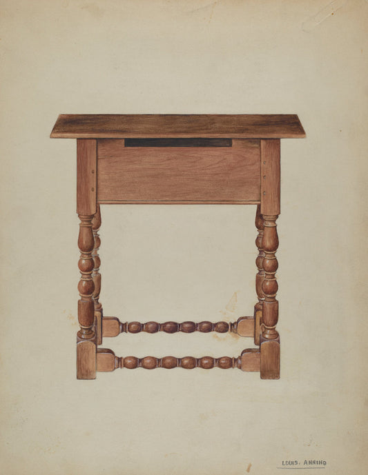 Tavern Table or Refectory Table by Louis Annino (American, active c. 1935), 16X12"(A3)Poster Print