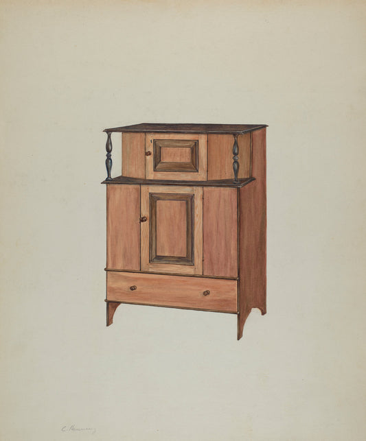 Press Cupboard by Charles Henning (American, active c. 1935), 16X12"(A3)Poster Print