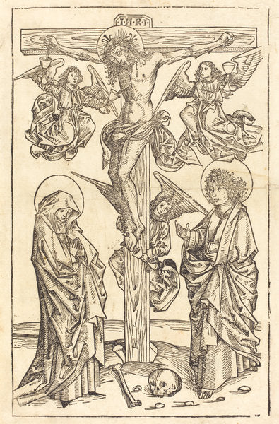 1490/1500 by German 15th Century (Christ on the Cross with Angels), 16X12"(A3)Poster Print