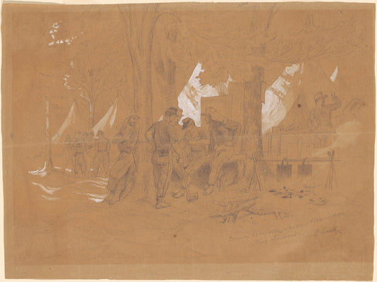Camp Ellsworth, Near Alexandria—Five Zouaves by Emanuel Gottlieb Leutze (American, born Germany, 1816 - 1868), 16X12"(A3)Poster Print