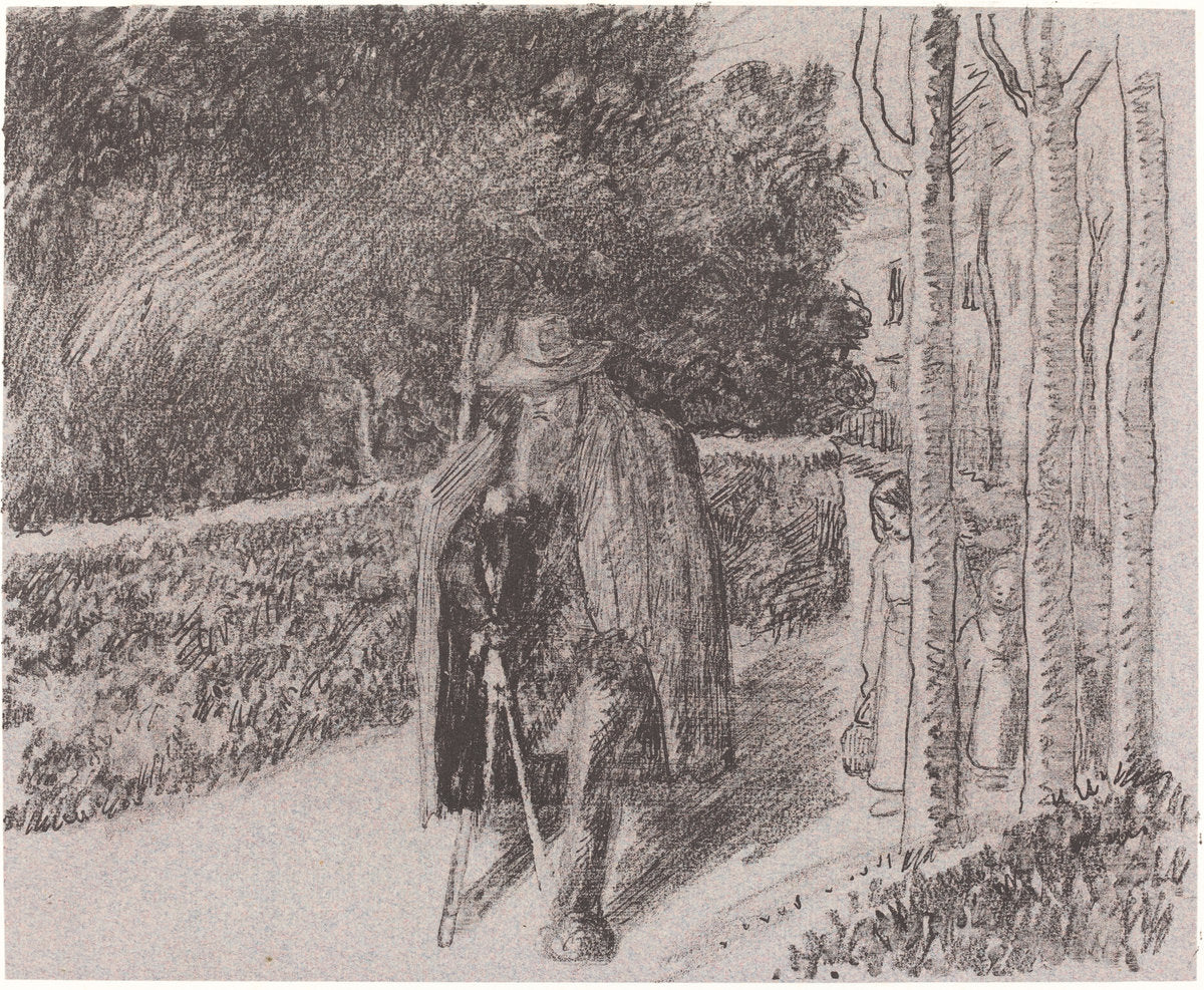 Beggar with a Crutch (Mendiant a la bequille) by Camille Pissarro (French, 1830 - 1903), 16X12"(A3)Poster Print