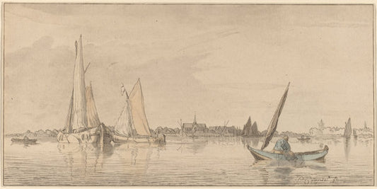 River with Town by Cornelis Ploos van Amstel and Bernhard Schreuder after Pieter Coopse (Dutch, died 1780), 16X12"(A3)Poster Print