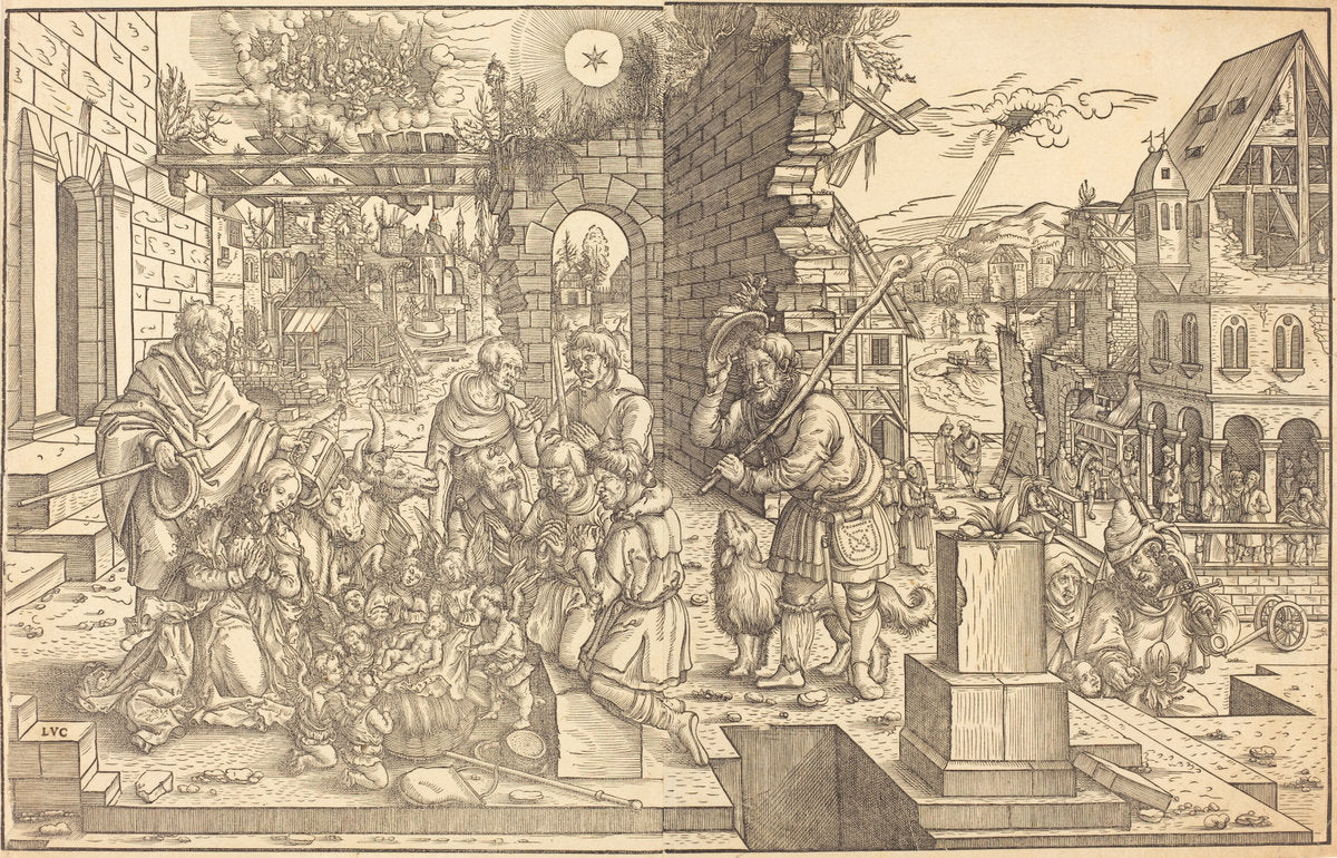 The Adoration of the Shepherds by Master of the Adoration of the Shepherds (German, active c. 1520/1540), 16X12"(A3)Poster Print