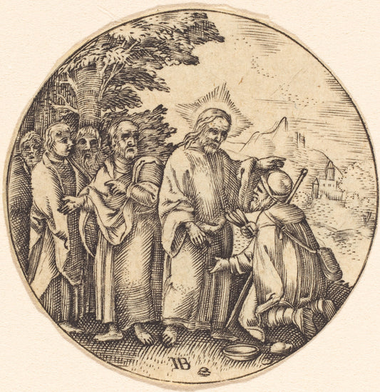engraving by after Master IB (Christ Consoling the Centurion), 16X12"(A3)Poster Print