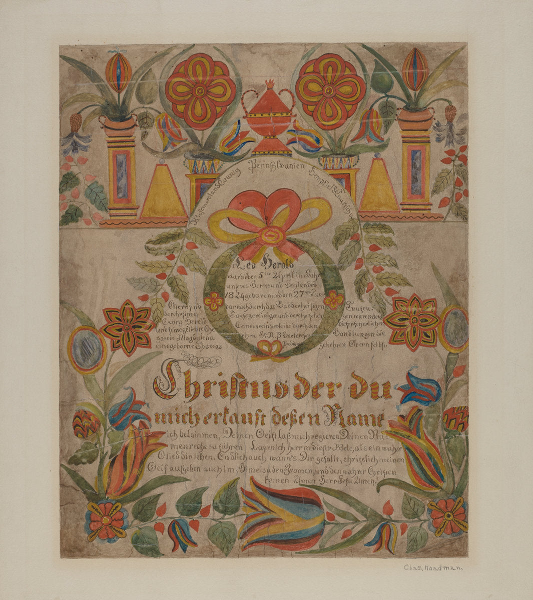 Birth Certificate by Charles Roadman (American, active c. 1935), 16X12"(A3)Poster Print