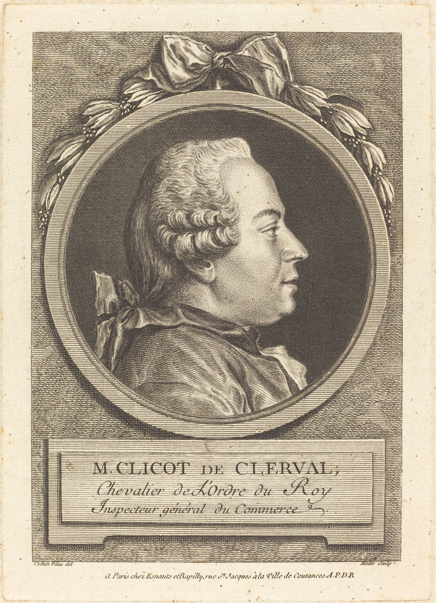 M. Clicot de Clerval by Pierre Etienne Moitte after Charles-Nicolas Cochin II (French, 1722 - 1780), 16X12"(A3)Poster Print