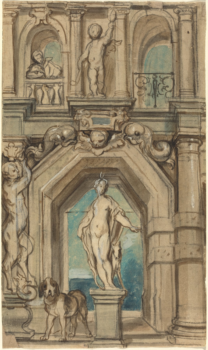 Design for a Wall Decoration [recto] by Jacob Jordaens (Flemish, 1593 - 1678), 16X12"(A3)Poster Print
