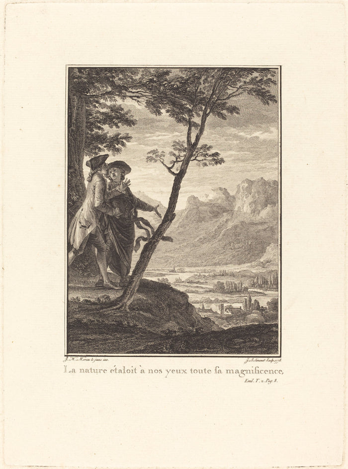 La nature étaloit à nos yeux toute sa magnificence by Jean-Baptiste Blaise Simonet after Jean-Michel Moreau (French, 1742 - 1813 or after), 16X12