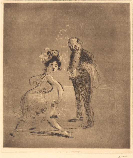 Dancer and Headwaiter by Jean-Louis Forain (French, 1852 - 1931), 16X12"(A3)Poster Print