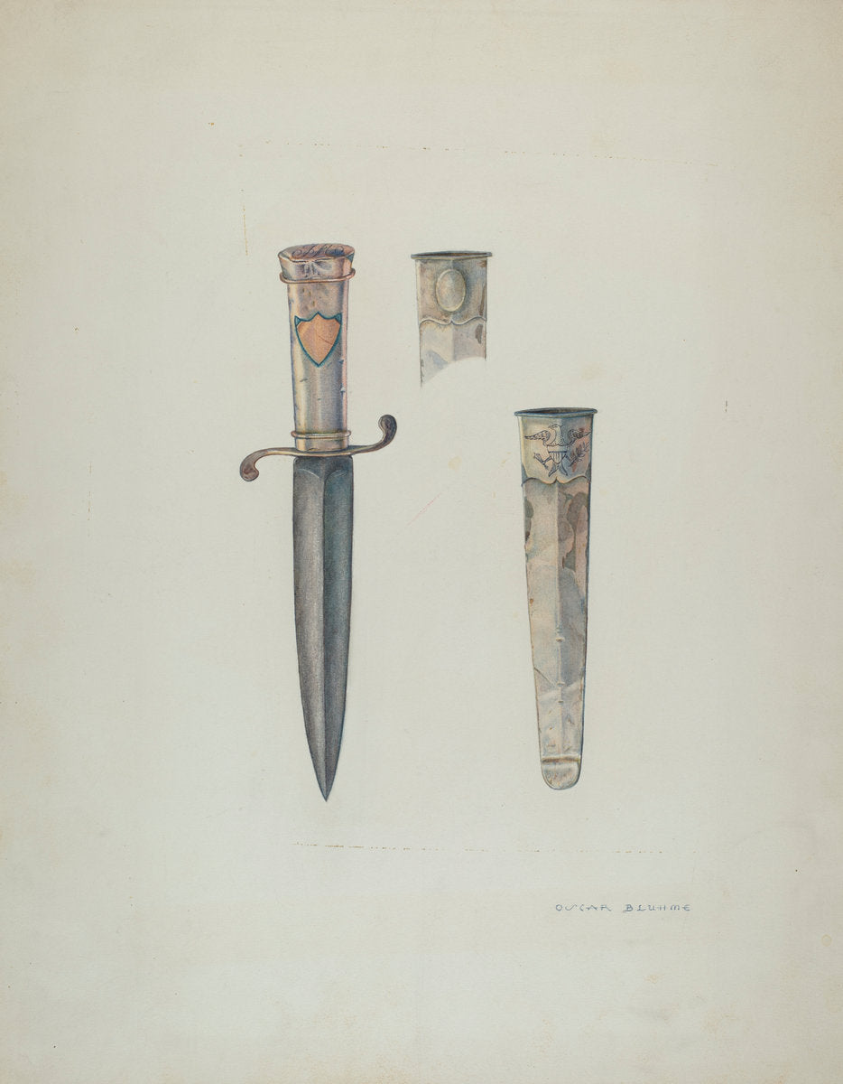 Silver Dagger and Sheath by Oscar Bluhme (American, active c. 1935), 16X12"(A3)Poster Print