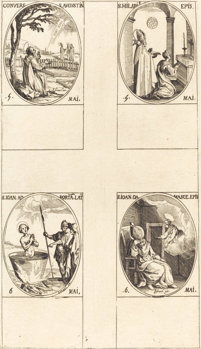 Conversion of St. Augustine; St. Hilary; St. John in front of the Latin Portal; St. J by Jacques Callot (French, 1592 - 1635), 16X12"(A3)Poster Print