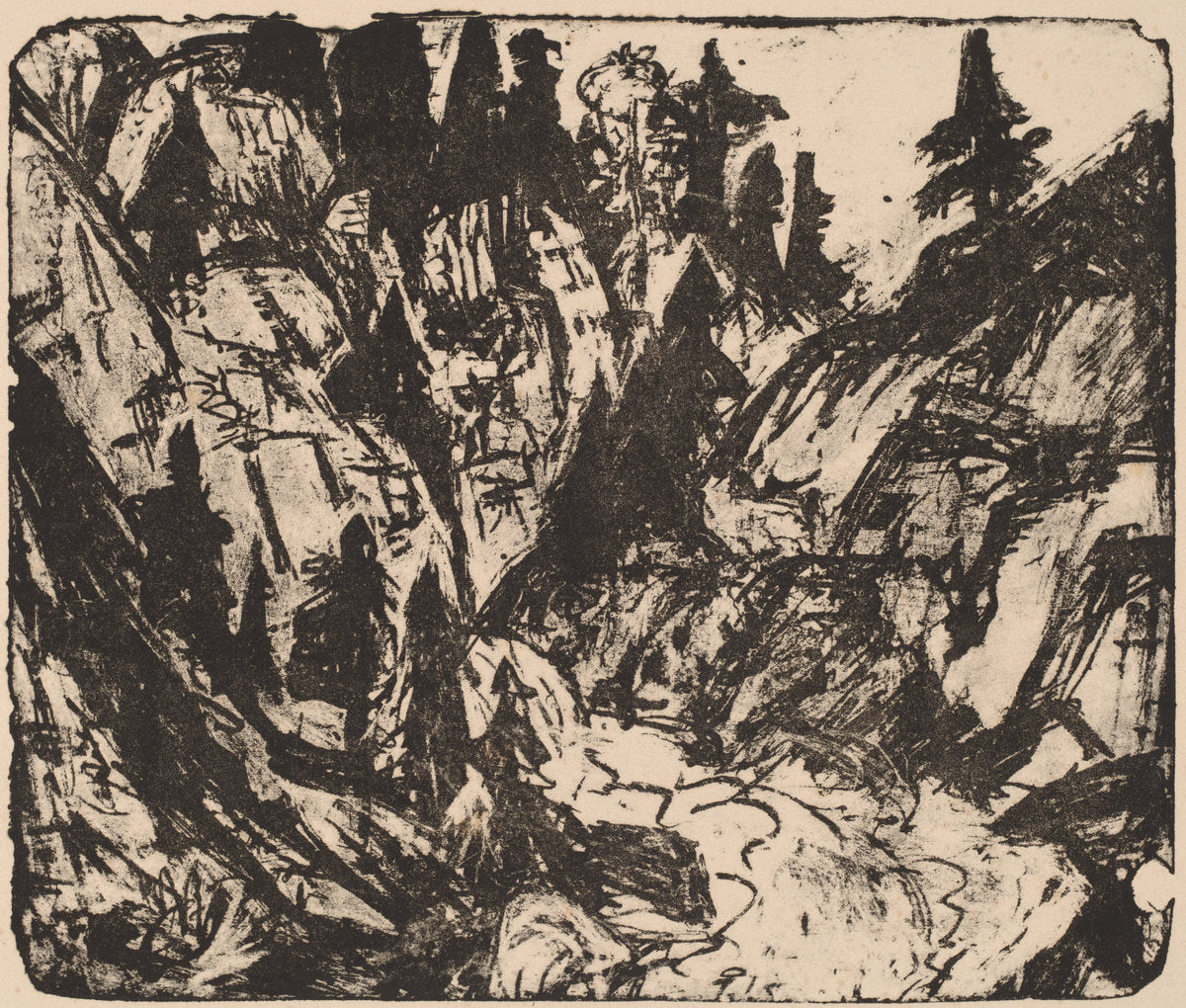 Rocky Stream by Ernst Ludwig Kirchner (German, 1880 - 1938), 16X12"(A3)Poster Print