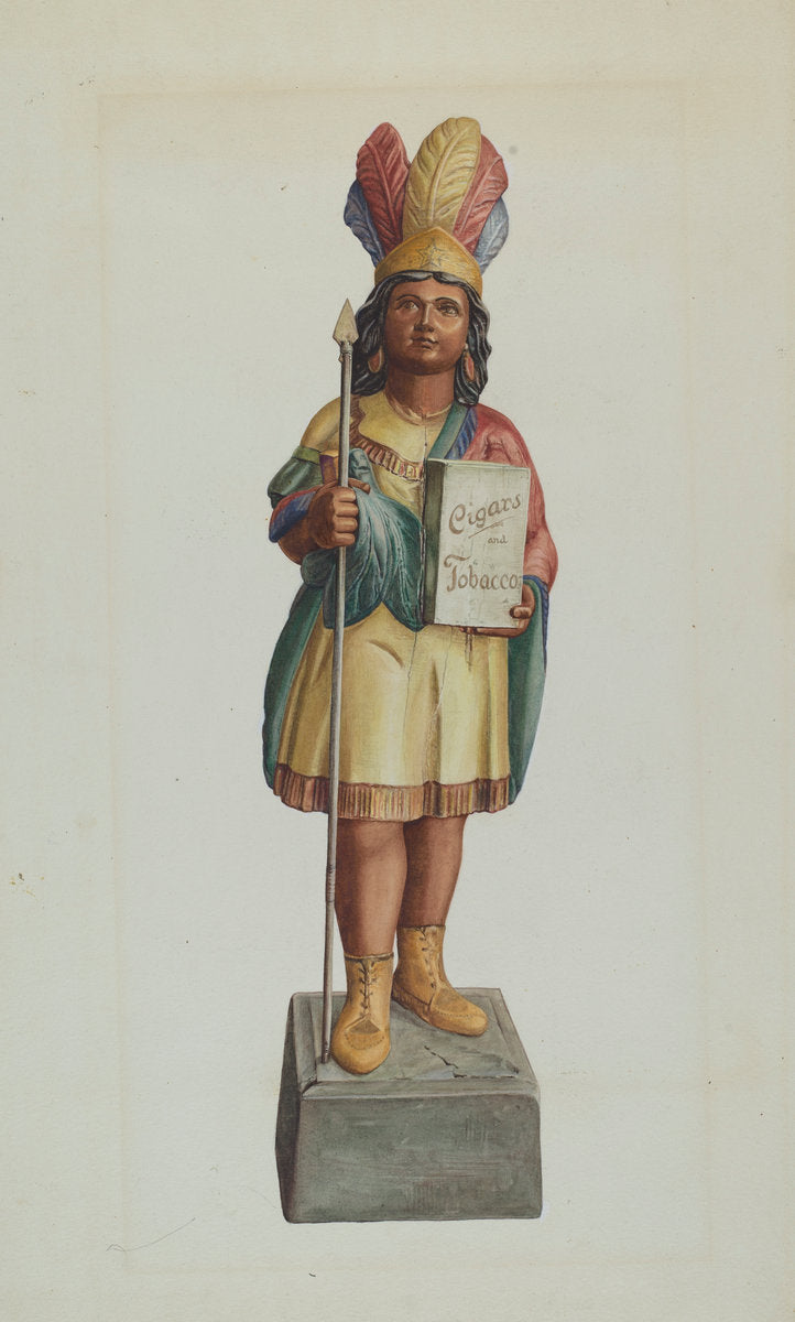 Cigar Store Indian by Lucille Lacoursiere (American, active c. 1935), 16X12"(A3)Poster Print
