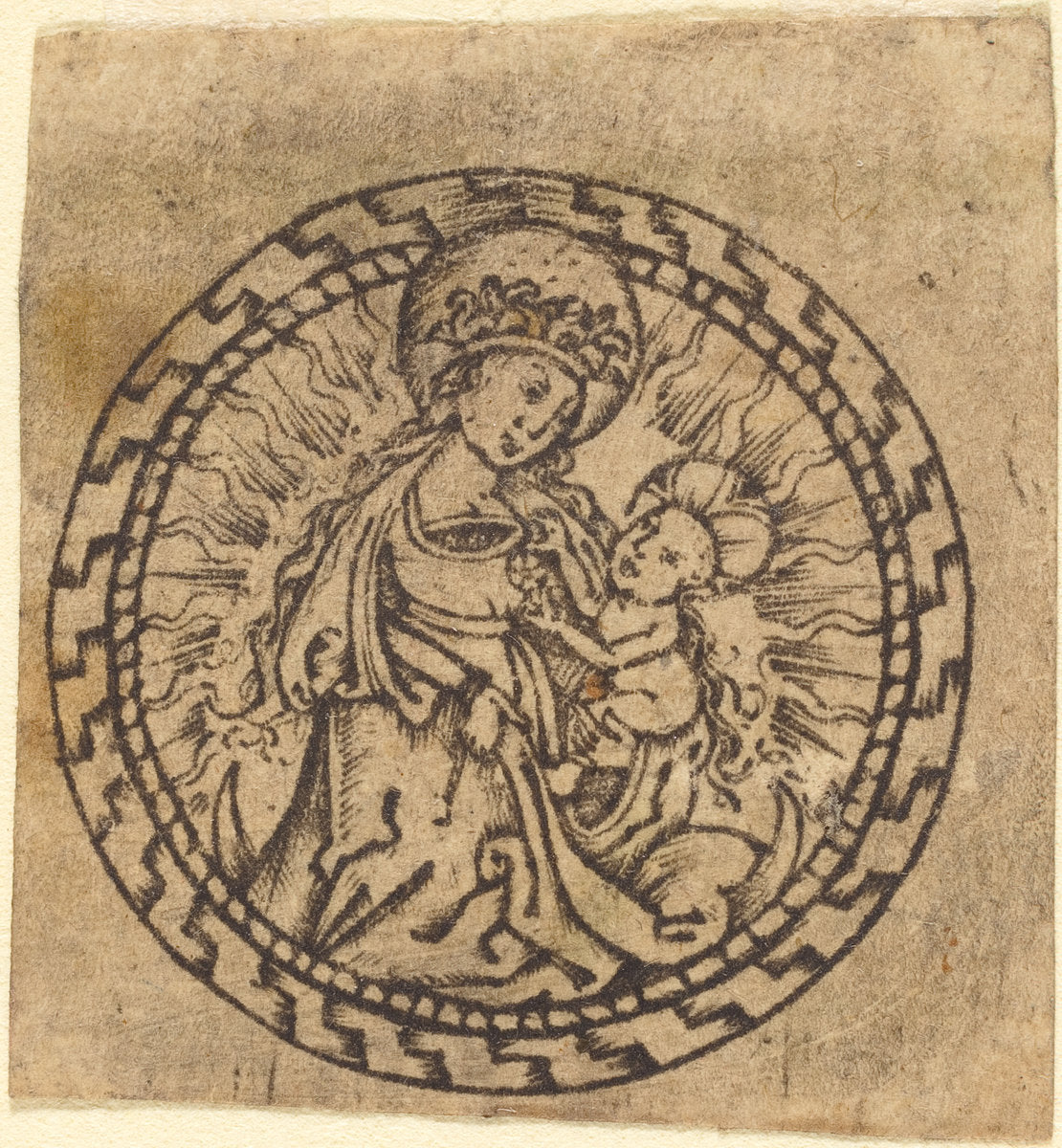 Madonna and Child by Attributed to Master with the Flower Borders (German, active c. 1450/1470), 16X12"(A3)Poster Print