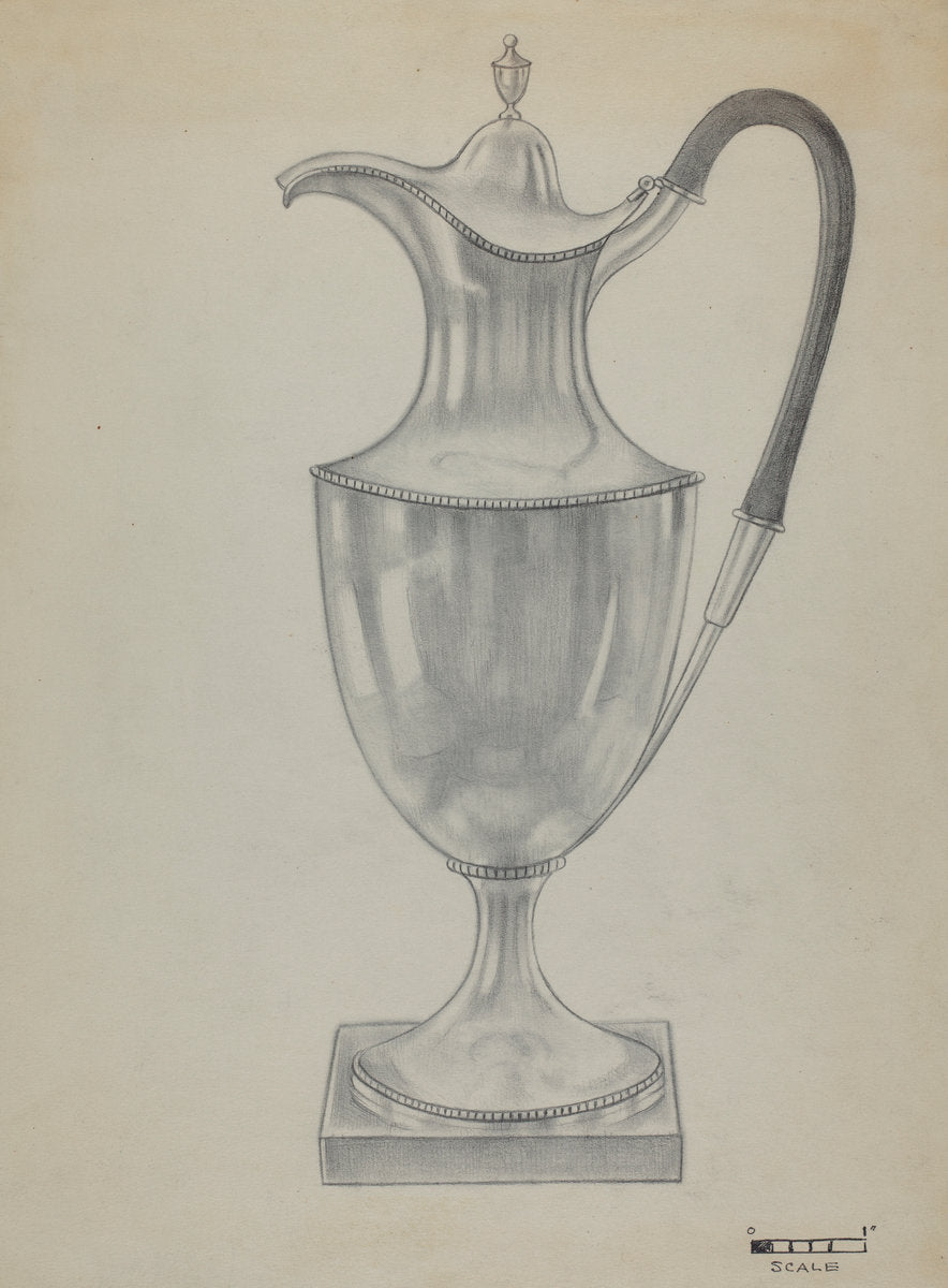 Silver Hot Water Pot by Herbert Russin (American, active c. 1935), 16X12"(A3)Poster Print
