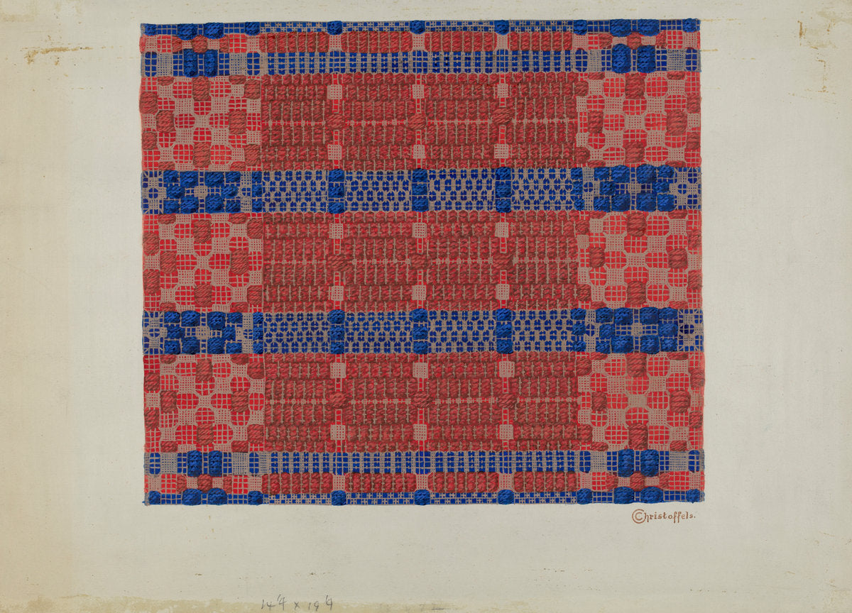Coverlet by Cornelius Christoffels (American, active c. 1935), 16X12"(A3)Poster Print