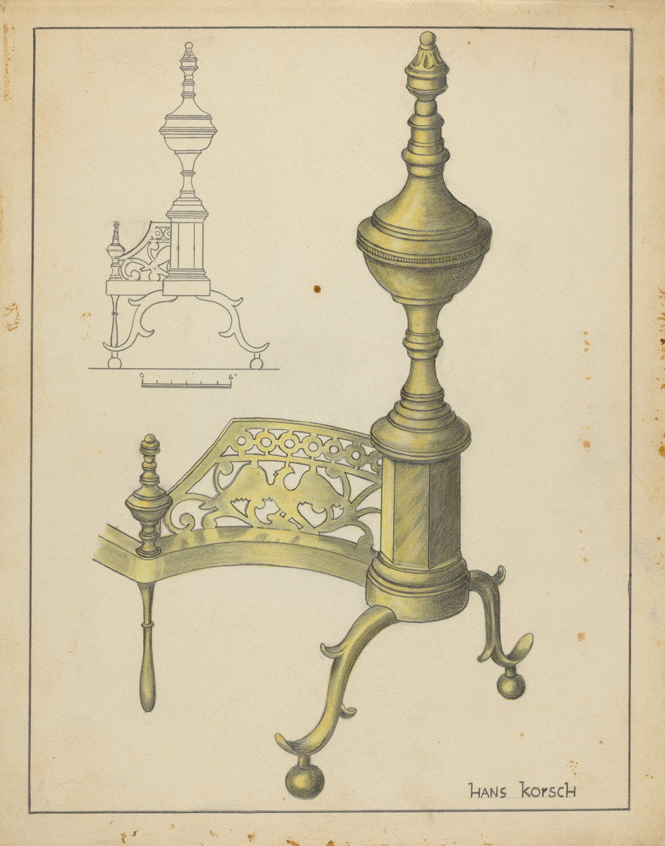 Andiron by Hans Korsch (American, active c. 1935), 16X12"(A3)Poster Print