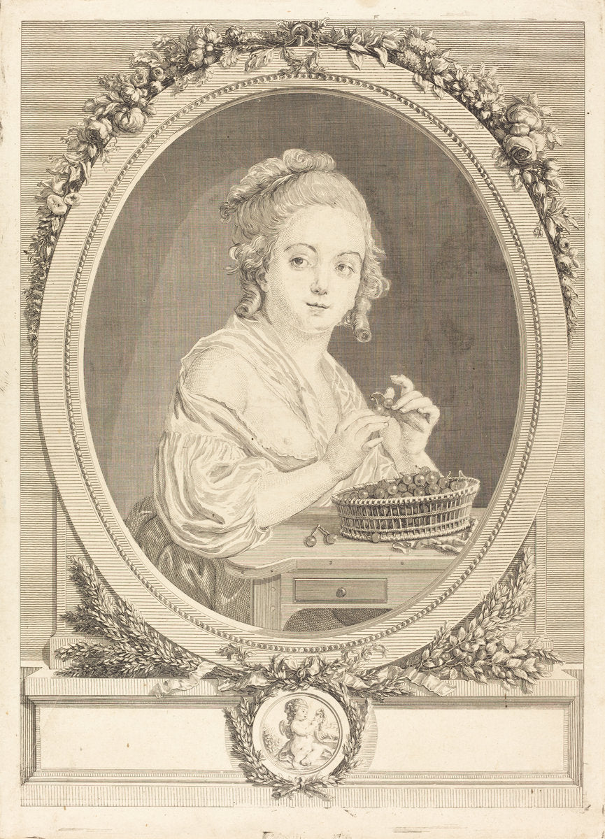 Les cerises by Geraud Vidal after P. Davesne (French, 1742 - 1801), 16X12"(A3)Poster Print