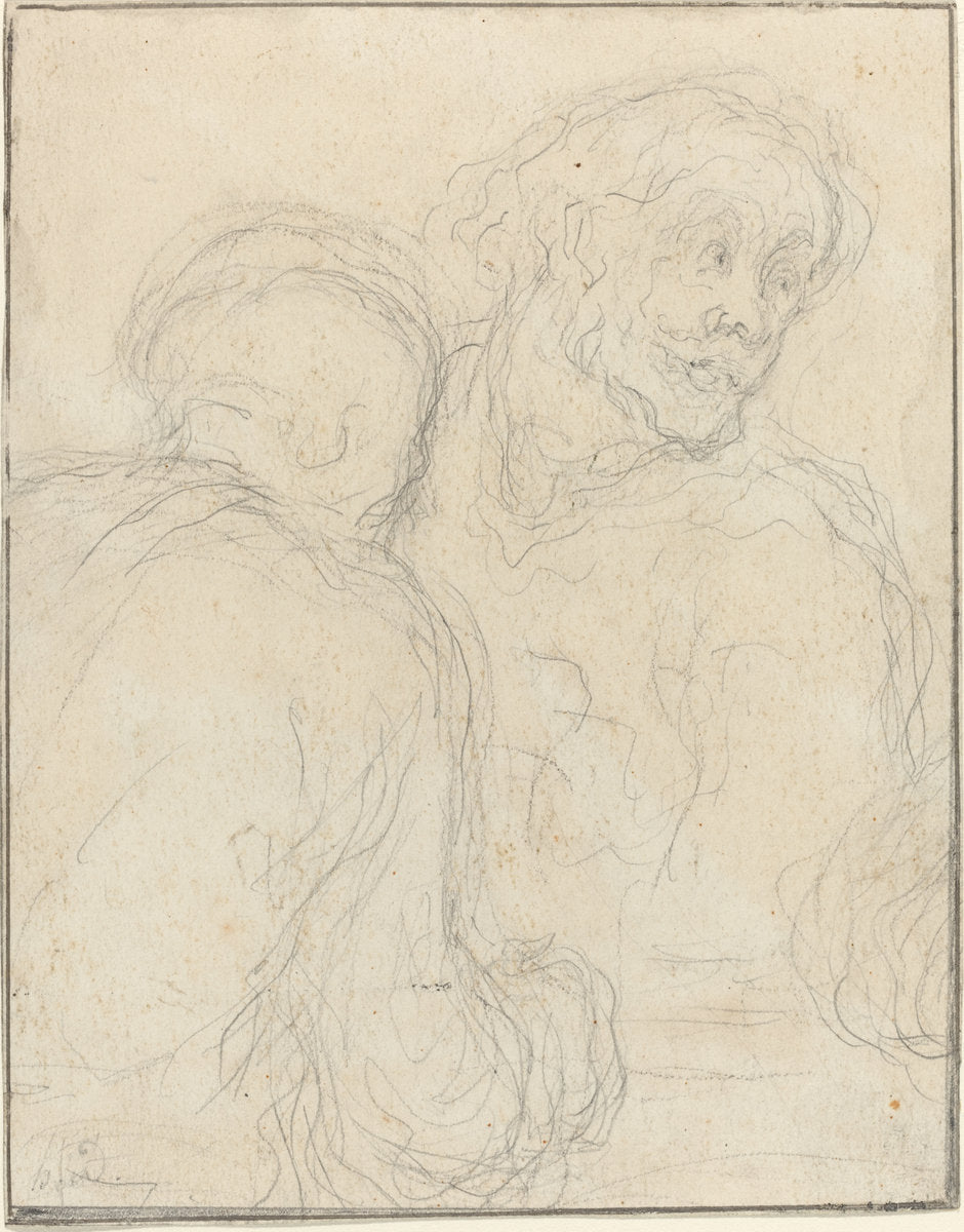 Two Men by Honoré Daumier (French, 1808 - 1879), 16X12"(A3)Poster Print