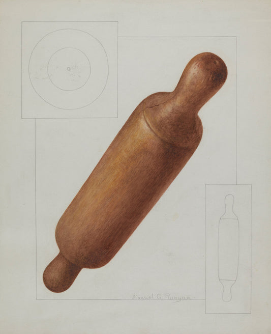 Dough Rolling Pin by Manuel G. Runyan (American, active c. 1935), 16X12"(A3)Poster Print