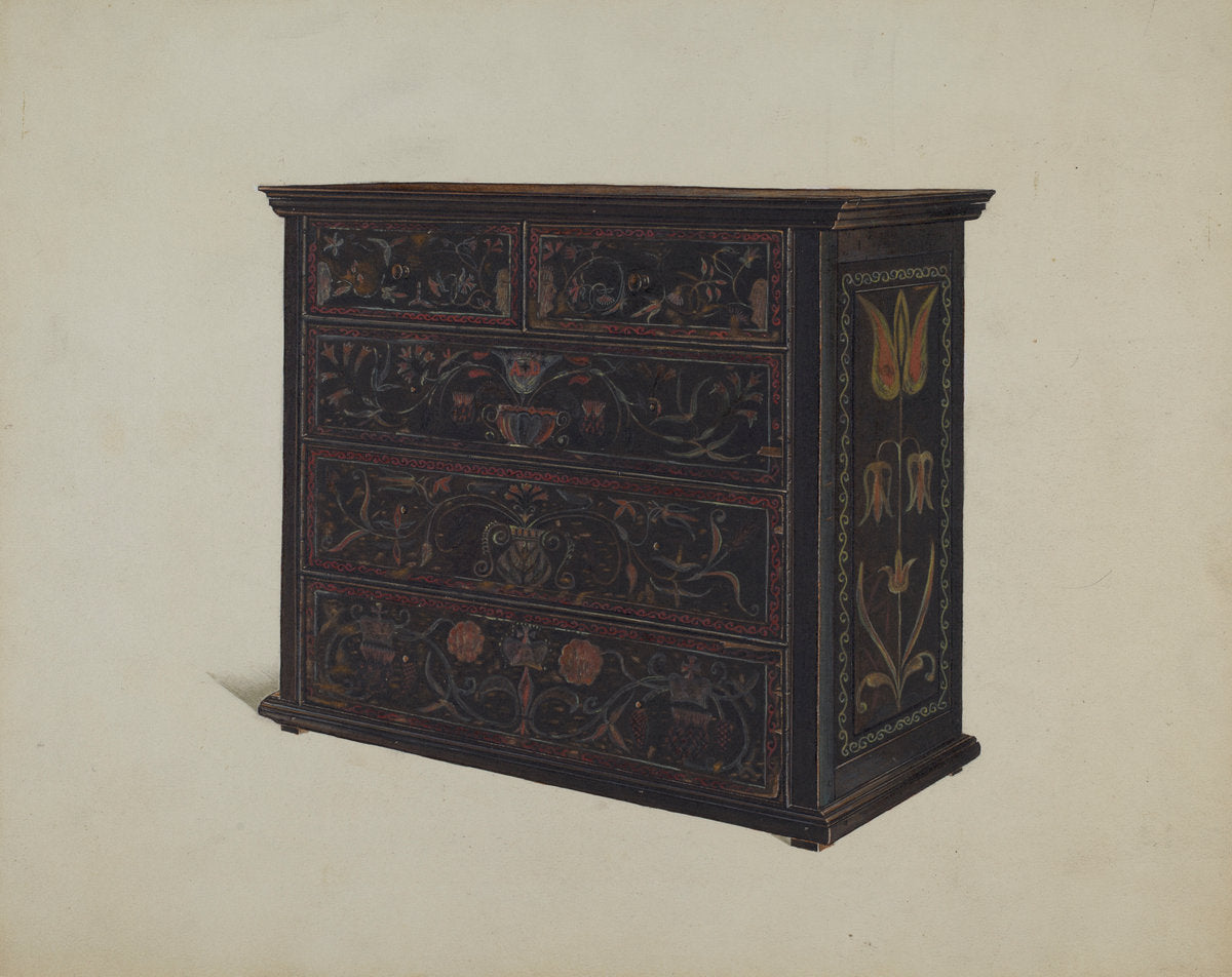 Painted Chest of Drawers by Martin Partyka (American, active c. 1935), 16X12"(A3)Poster Print