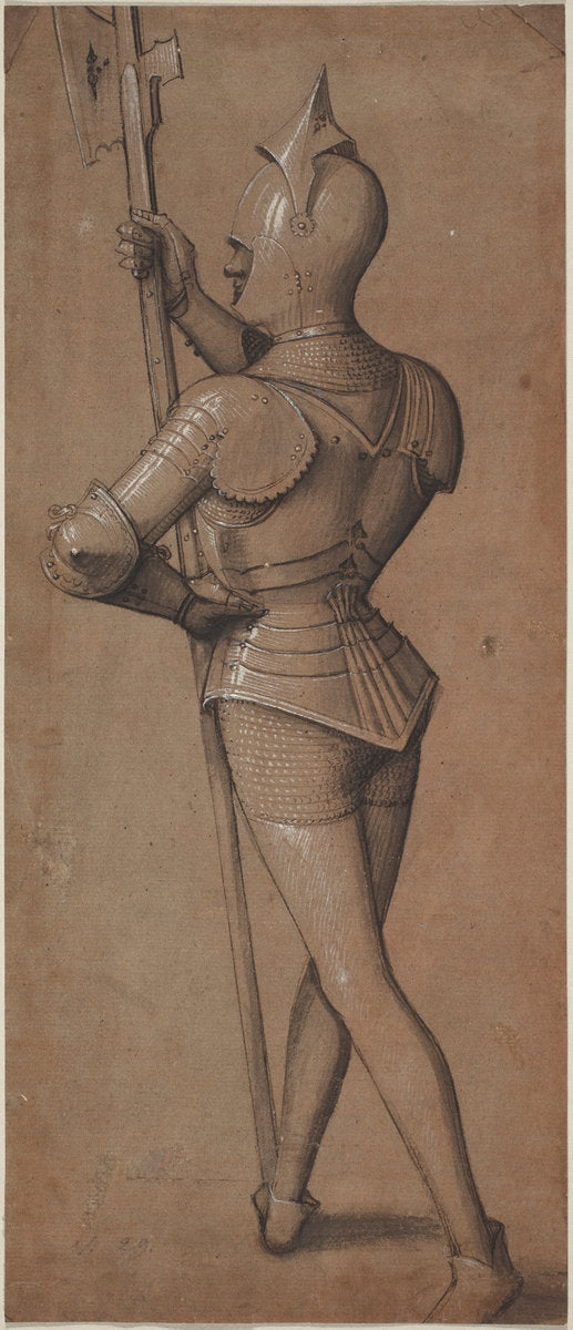 c. 1500 by Swabian School (Knight in Armor, Holding a Halberd), 16X12"(A3)Poster Print
