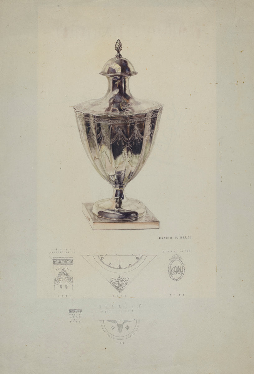 Silver Sugar Urn by Hardin Walsh (American, active c. 1935), 16X12"(A3)Poster Print