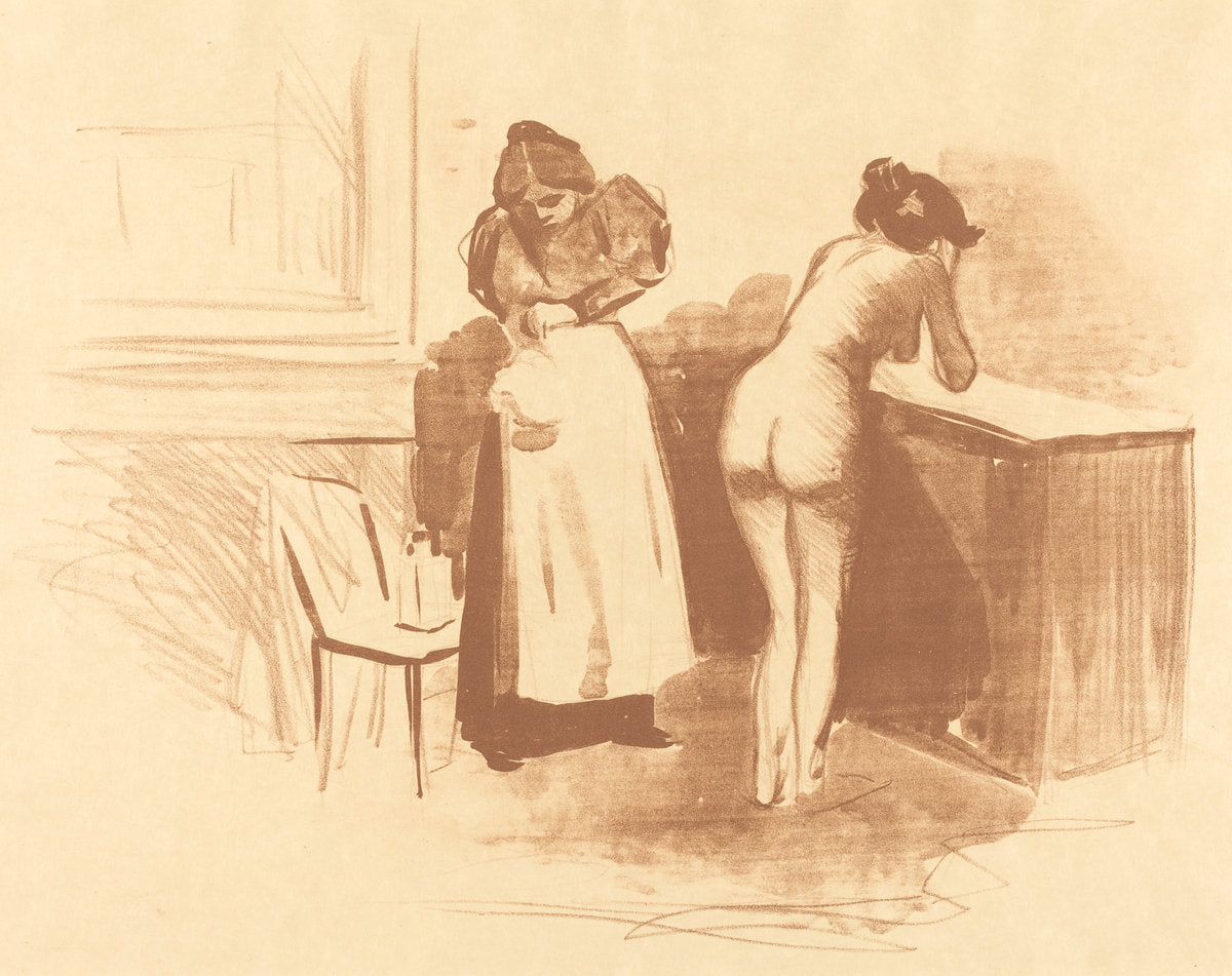 The Massage with Coarse Hair Glove by Jean-Louis Forain (French, 1852 - 1931), 16X12"(A3)Poster Print