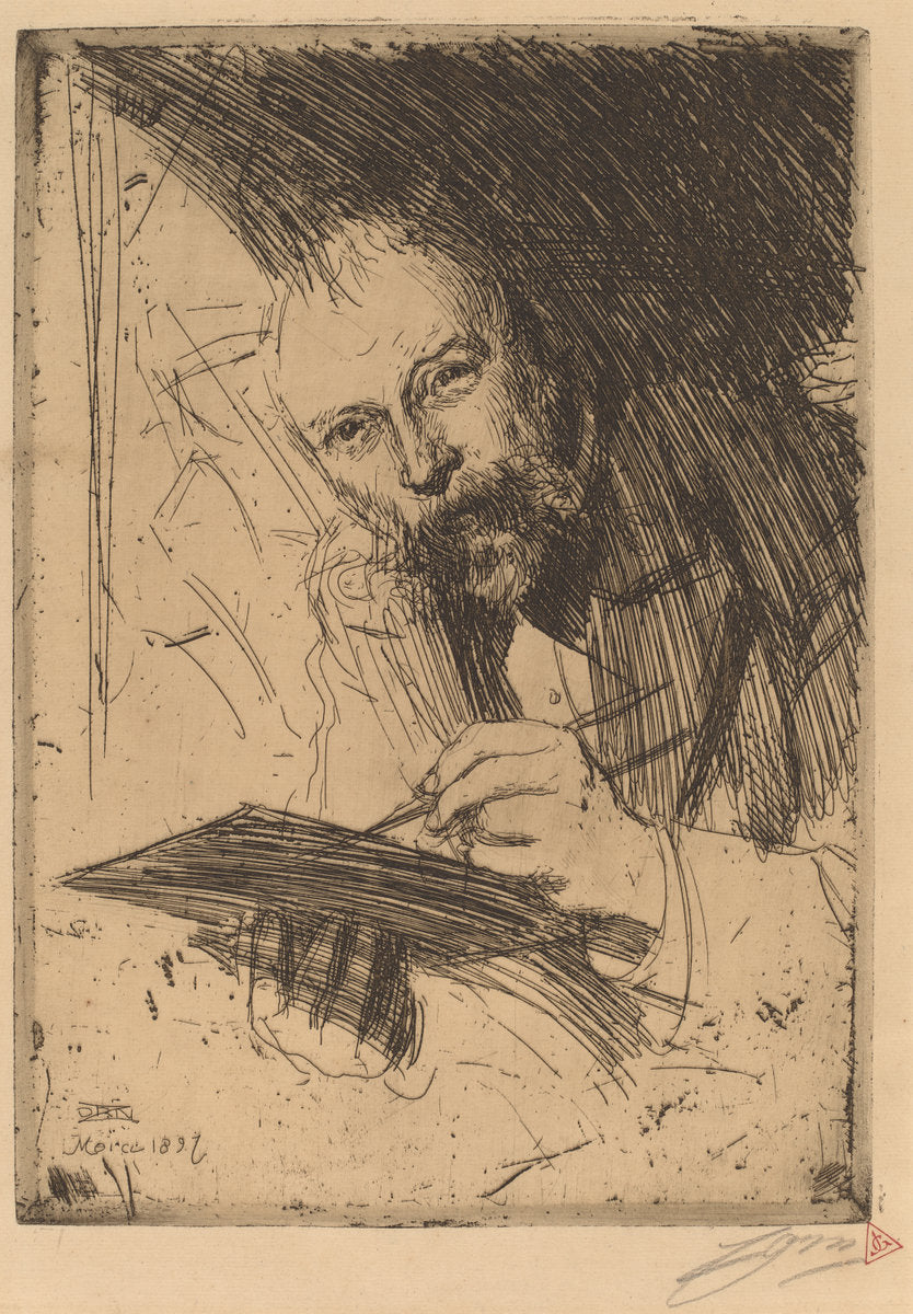 Carl Larsson by Anders Zorn (Swedish, 1860 - 1920), 16X12"(A3)Poster Print